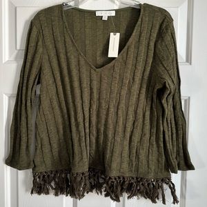 Green Fringe Sweater from Anthropology